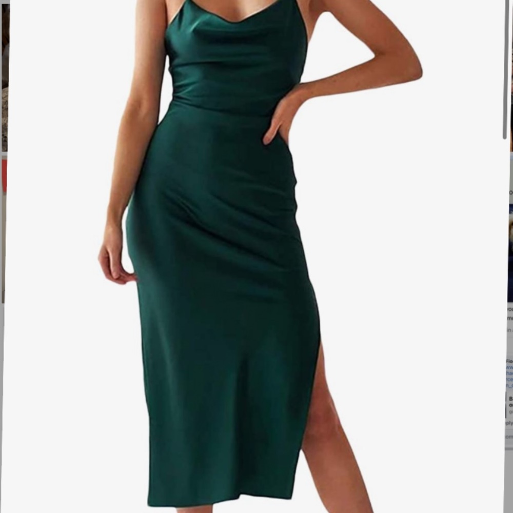 Sleeveless Spaghetti Strap Satin Dress XS